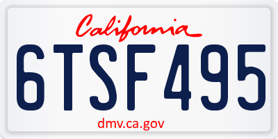 CA license plate 6TSF495