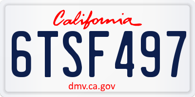 CA license plate 6TSF497