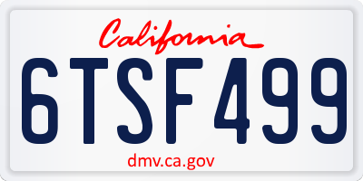 CA license plate 6TSF499