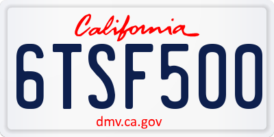CA license plate 6TSF500