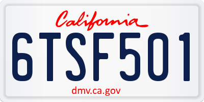 CA license plate 6TSF501