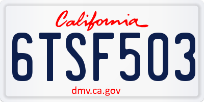 CA license plate 6TSF503