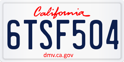 CA license plate 6TSF504