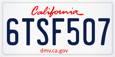 CA license plate 6TSF507