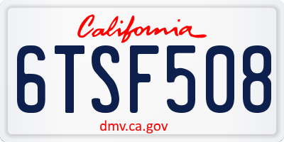 CA license plate 6TSF508