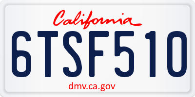 CA license plate 6TSF510