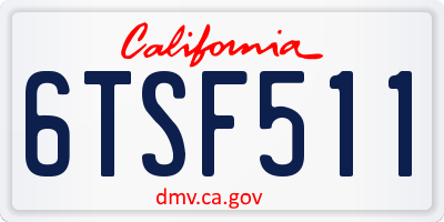CA license plate 6TSF511