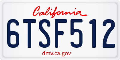 CA license plate 6TSF512