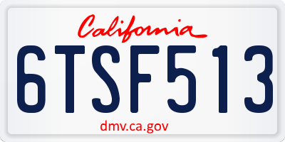 CA license plate 6TSF513