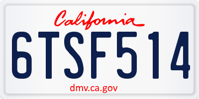CA license plate 6TSF514