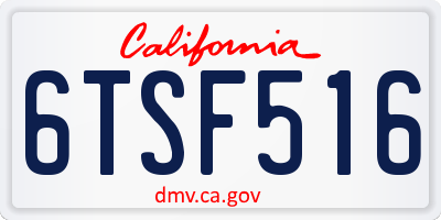 CA license plate 6TSF516