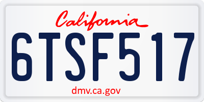 CA license plate 6TSF517