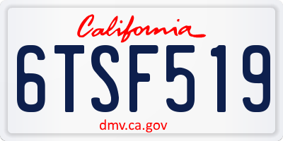 CA license plate 6TSF519