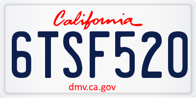 CA license plate 6TSF520