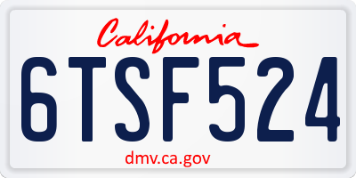 CA license plate 6TSF524