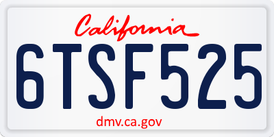 CA license plate 6TSF525