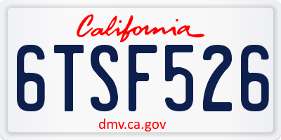 CA license plate 6TSF526