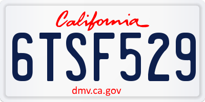 CA license plate 6TSF529