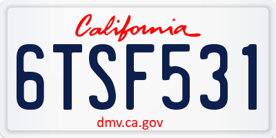 CA license plate 6TSF531