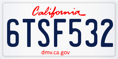 CA license plate 6TSF532