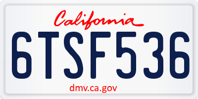 CA license plate 6TSF536