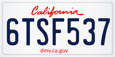 CA license plate 6TSF537