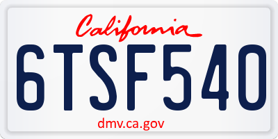CA license plate 6TSF540