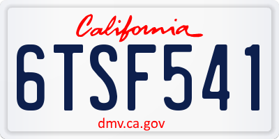 CA license plate 6TSF541