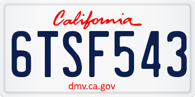 CA license plate 6TSF543