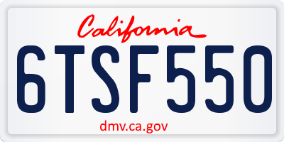 CA license plate 6TSF550