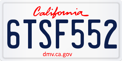 CA license plate 6TSF552