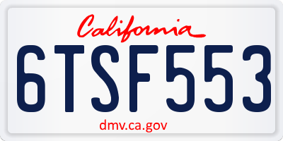 CA license plate 6TSF553