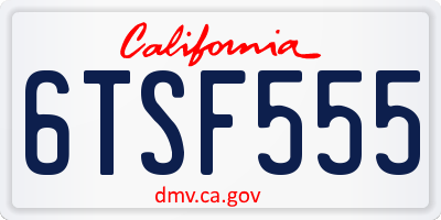 CA license plate 6TSF555