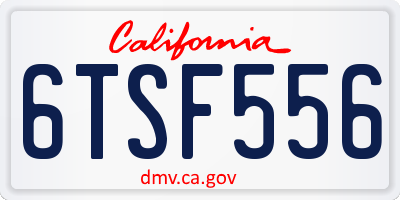 CA license plate 6TSF556