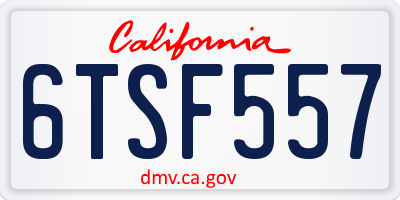 CA license plate 6TSF557