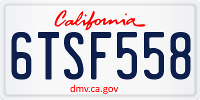 CA license plate 6TSF558