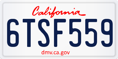 CA license plate 6TSF559
