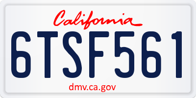 CA license plate 6TSF561