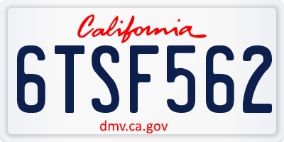 CA license plate 6TSF562
