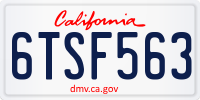 CA license plate 6TSF563
