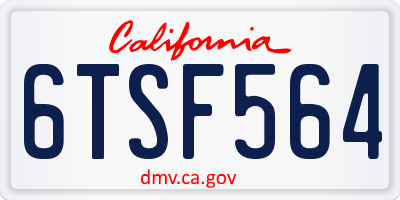 CA license plate 6TSF564