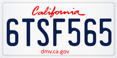 CA license plate 6TSF565