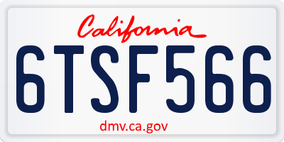 CA license plate 6TSF566