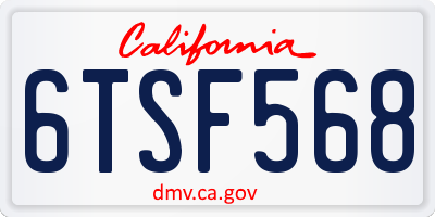 CA license plate 6TSF568