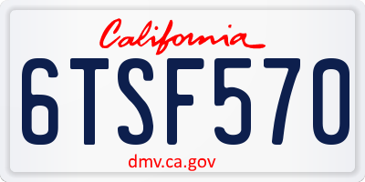 CA license plate 6TSF570