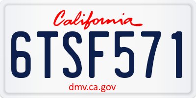 CA license plate 6TSF571