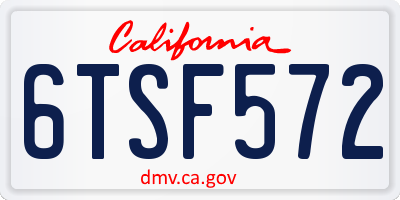 CA license plate 6TSF572