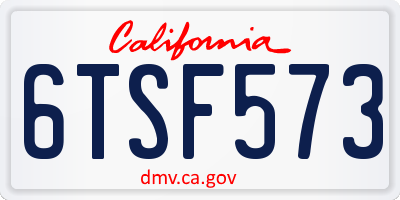 CA license plate 6TSF573