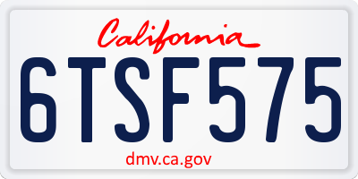 CA license plate 6TSF575
