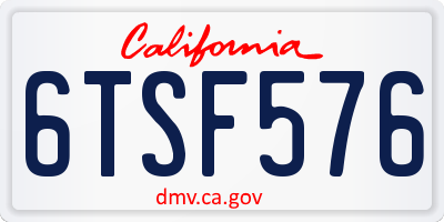 CA license plate 6TSF576